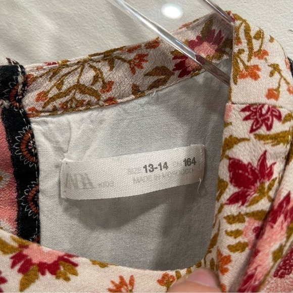 Zara Printed Floral Patchwork Long Sleeve Dress Girls 13-14 - Picture 4 of 8